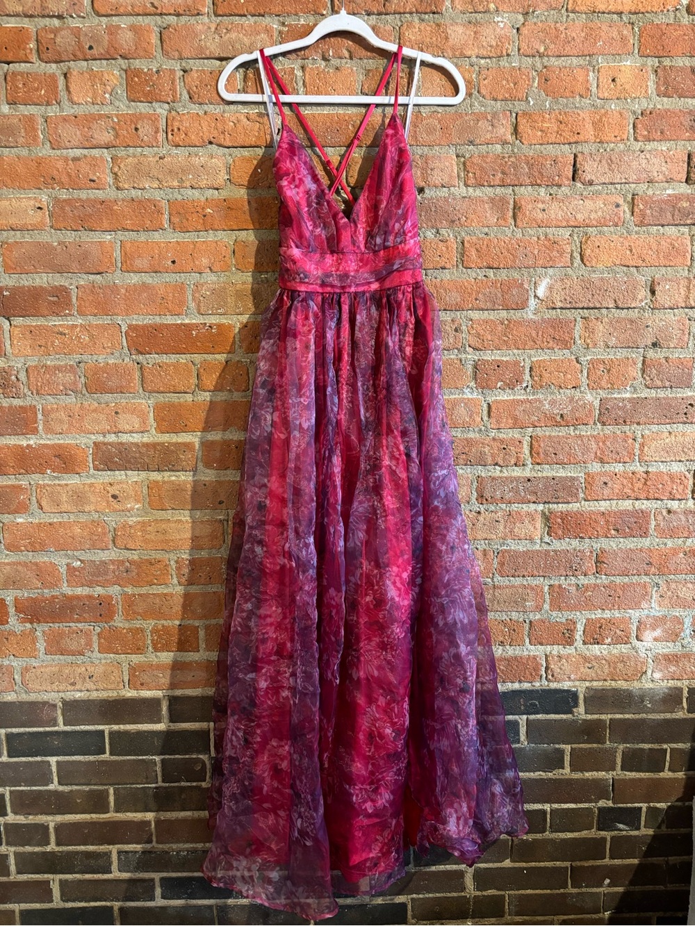 Lulu's Pink and Purple Printed V-Neck Maxi Dress